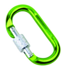 Aluminum Alloy Green Oval Screw Lock Carabiner Keychain