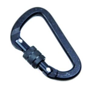 Aluminum Alloy Black D Shape Screw Lock Carabiner Keychain