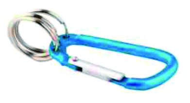 Aluminum Alloy Blue D Shape Carabiner Keychain With Key Rings