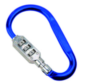 Aluminum Blue 3-Dial Combination Lock D Carabiner
