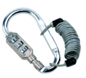 Aluminum D Carabiner With Combination Lock & Retractable Spring Rope