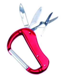 Aluminum Multi Tool D Carabiner With Folding Scissors & Knife