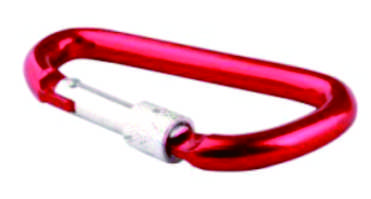 Aluminum Red Screw Lock D Carabiner Keychain
