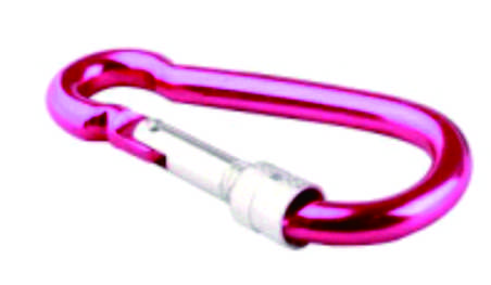 Aluminum Pink Screw Lock D Carabiner Keychain