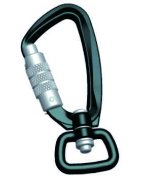 Aviation Aluminum Black Screw Lock Carabiner With Swivel Square Ring