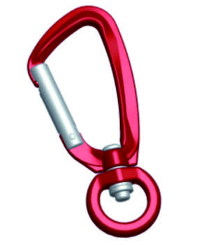 Aviation Aluminum Red Screw Lock Carabiner With Swivel Round Ring For Dog Leash