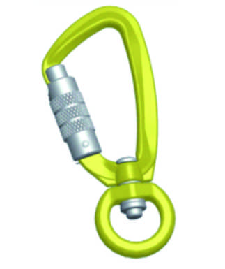Aviation Aluminum Yellow Oval Screw Lock Carabiner With Swivel Round Ring