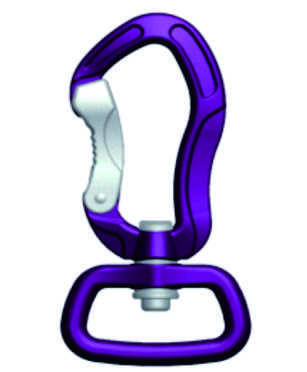 Aviation Aluminum Purple Auto Lock D Shape Carabiner With Swivel Square Ring