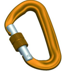 Aviation Aluminum Orange Screw Lock D Carabiner