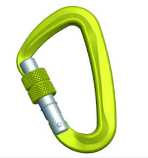 Yellow Aluminum Keylock Screw Lock D Carabiner