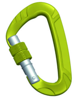 Yellow Aluminum Threaded Screw Lock D Carabiner