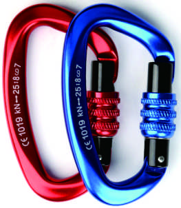 Red Blue Dual Aluminum Wire Gate Screw Lock Carabiner Set