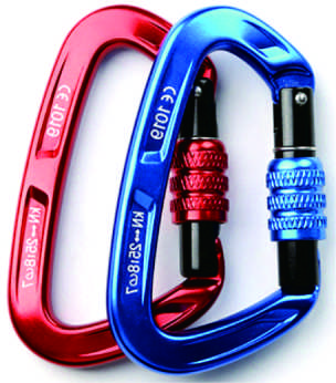 Red Blue Dual Aluminum Bent Gate Screw Lock Carabiner Set