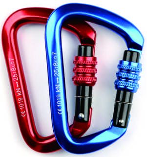 Red Blue Dual Aluminum Mini Screw Lock Climbing Carabiner Set