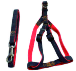 Adjustable Denim Dog Harness Leash for Walking Golden Retriever and Other Breeds