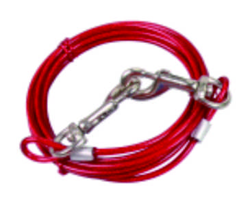 Dog Tie-Out Cable with Steel Wire and Ground Stake for Two Dogs