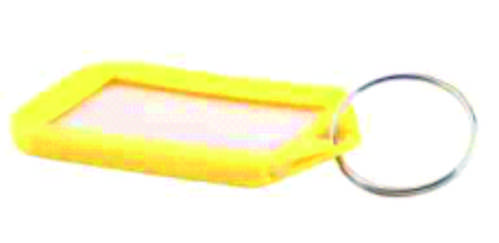 Yellow Blank Plastic Key Identifier Tag With Key Ring
