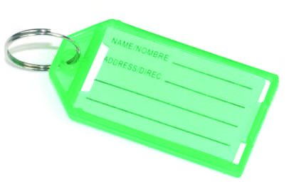 Green Plastic Writeable Key Tag With Metal Split Ring