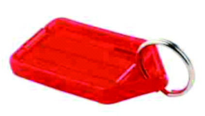 Red Plastic Luggage Key Tag With Metal Split Ring