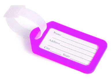Pink Blank Fillable Plastic Key Tag With Loop Strap