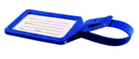 Blue Write-On Plastic Baggage Tag With Wrist Strap
