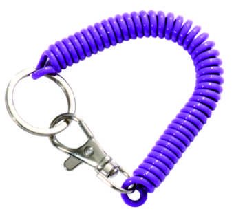 Purple Coiled Spring Wrist Key Lanyard With Lobster Clasp