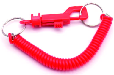 Red Plastic Coiled Spring Lanyard With Key Ring