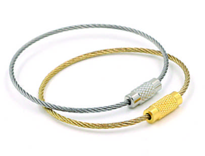 Stainless Steel Wire Cable Key Ring With Screw Lock
