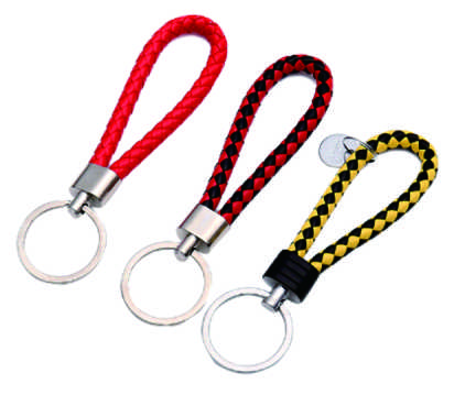 Braided Rope Keychain With Metal Split Key Ring